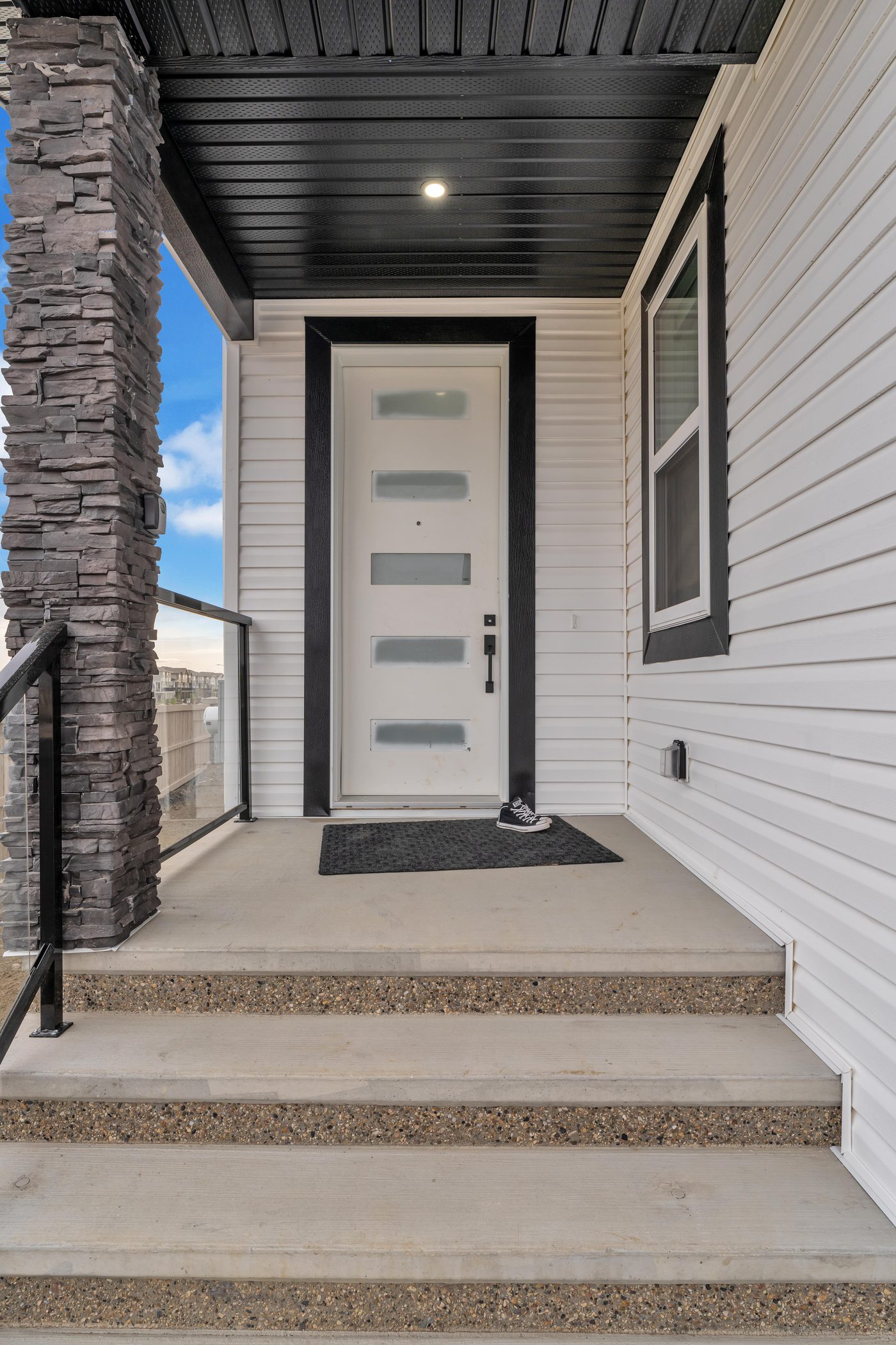 Grey-toned duplex front exterior, Beaumont